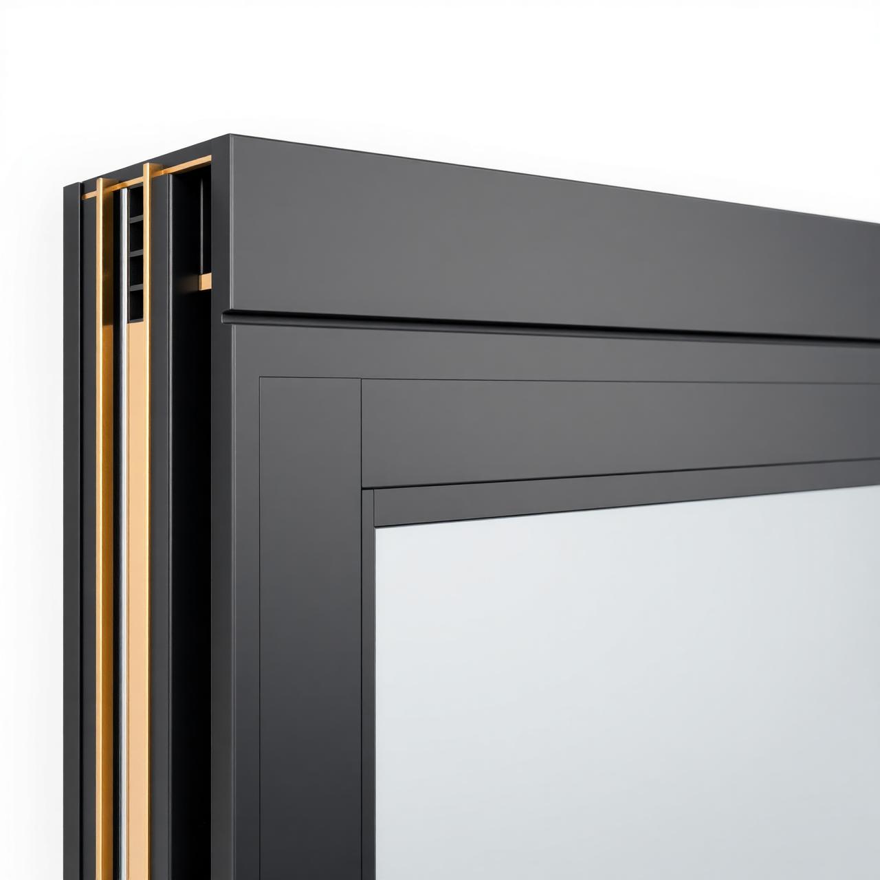 Detalhe de perfil de alumínio Linha Gold em acabamento preto fosco